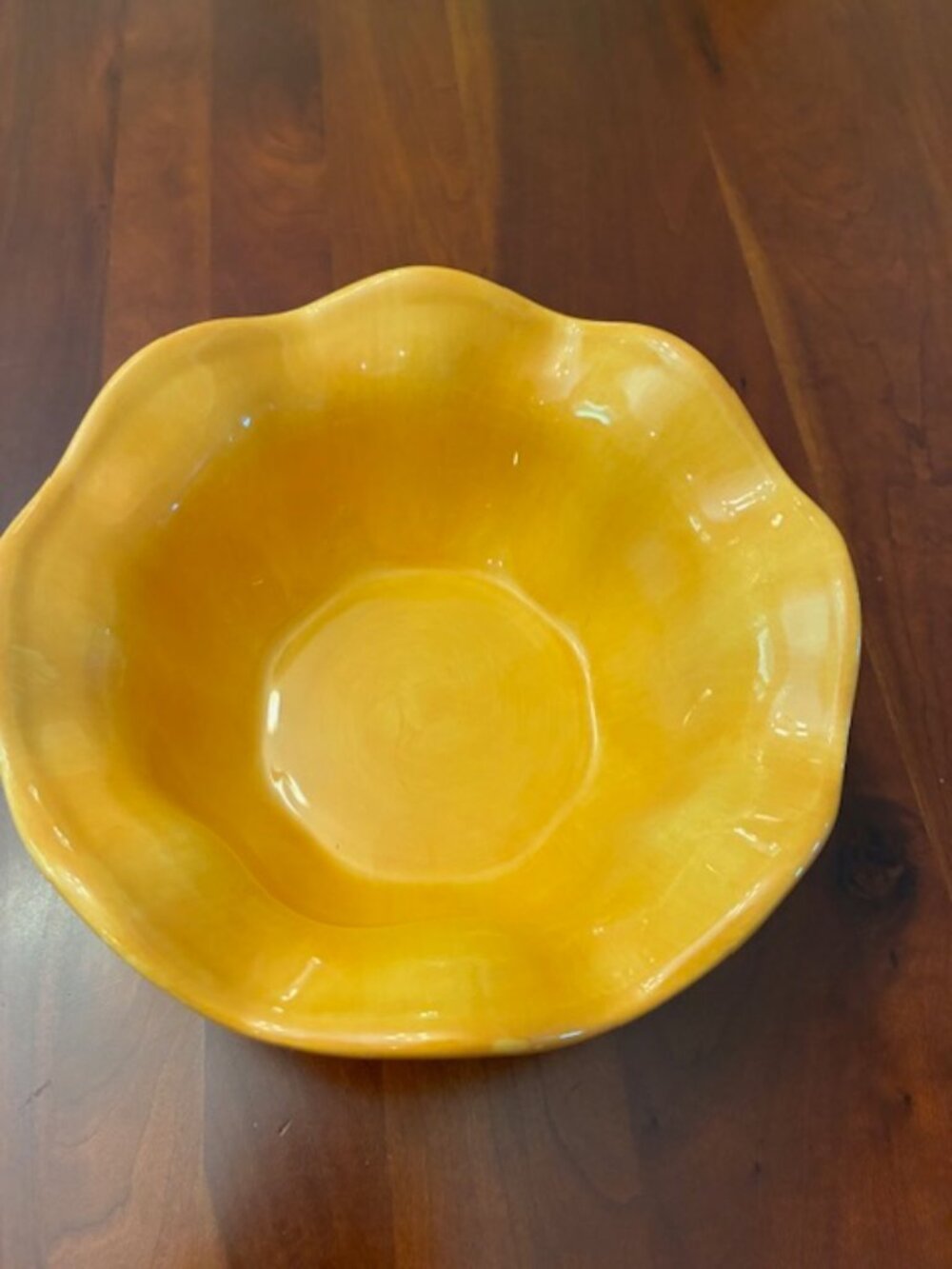 Corsica Butter Dark Yellow 7" Ruffled Snack Serving Bowl Handpainted Handcrafted - Picture 2 of 5